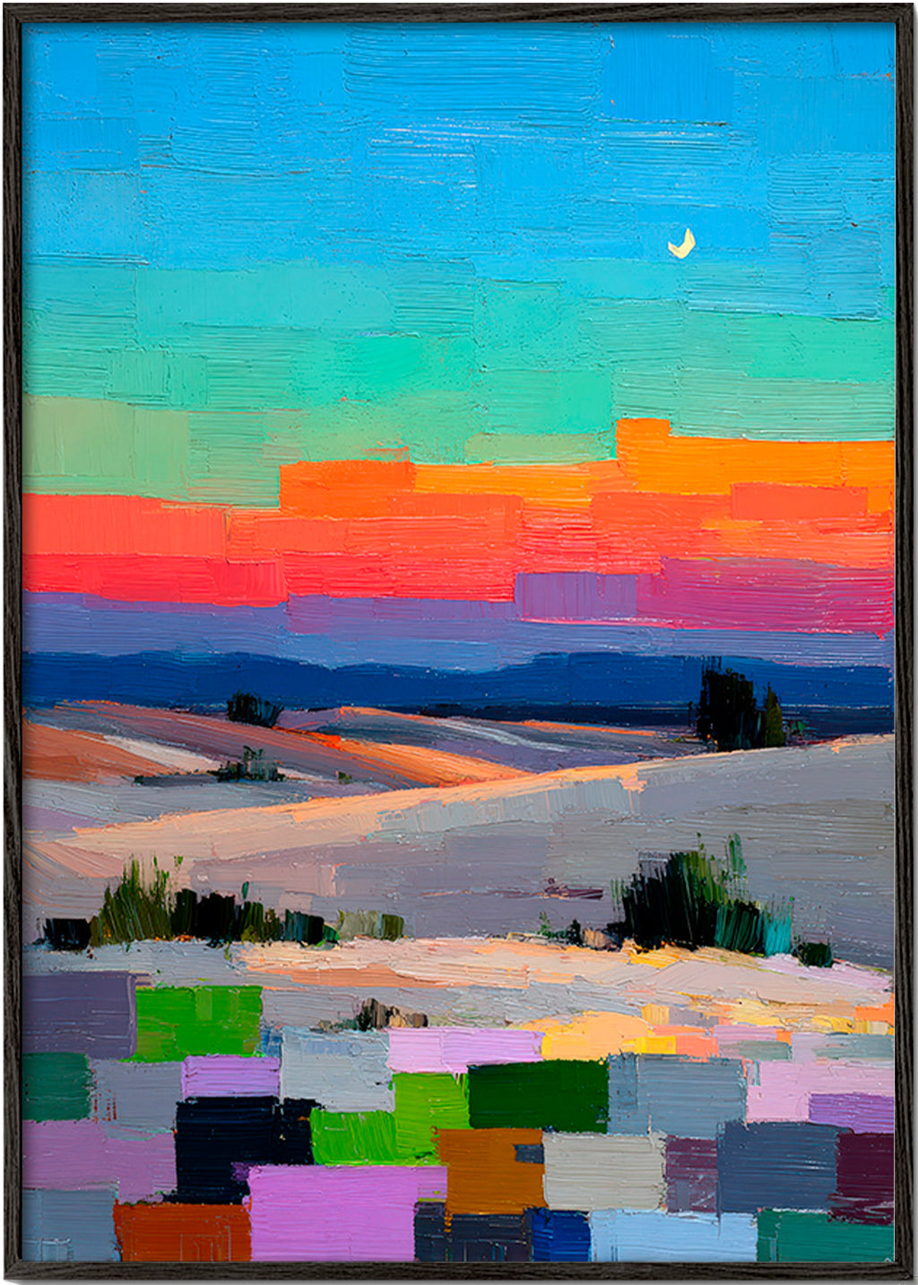 Colorfield Landschaft mit Mond