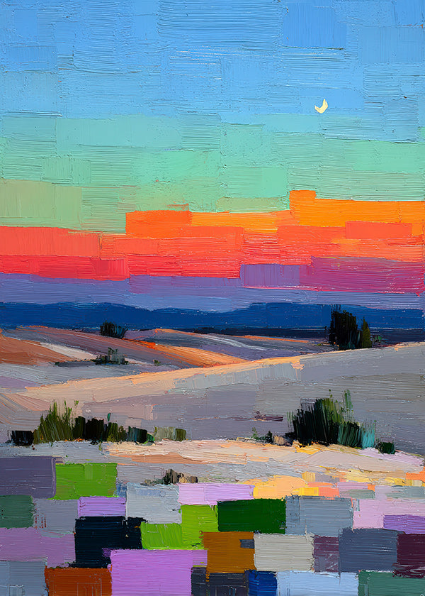 Colorfield Landschaft mit Mond