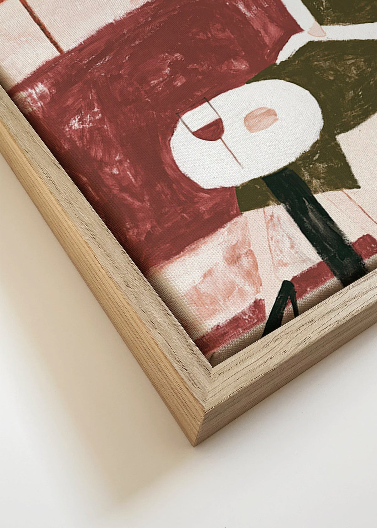Küchenkunst mit sitzender Figur und Wein