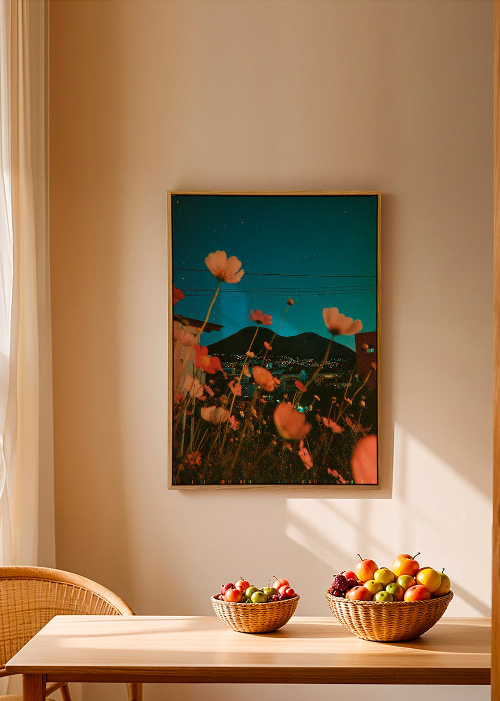 Impression botanique de fleurs silvestres al coucher
