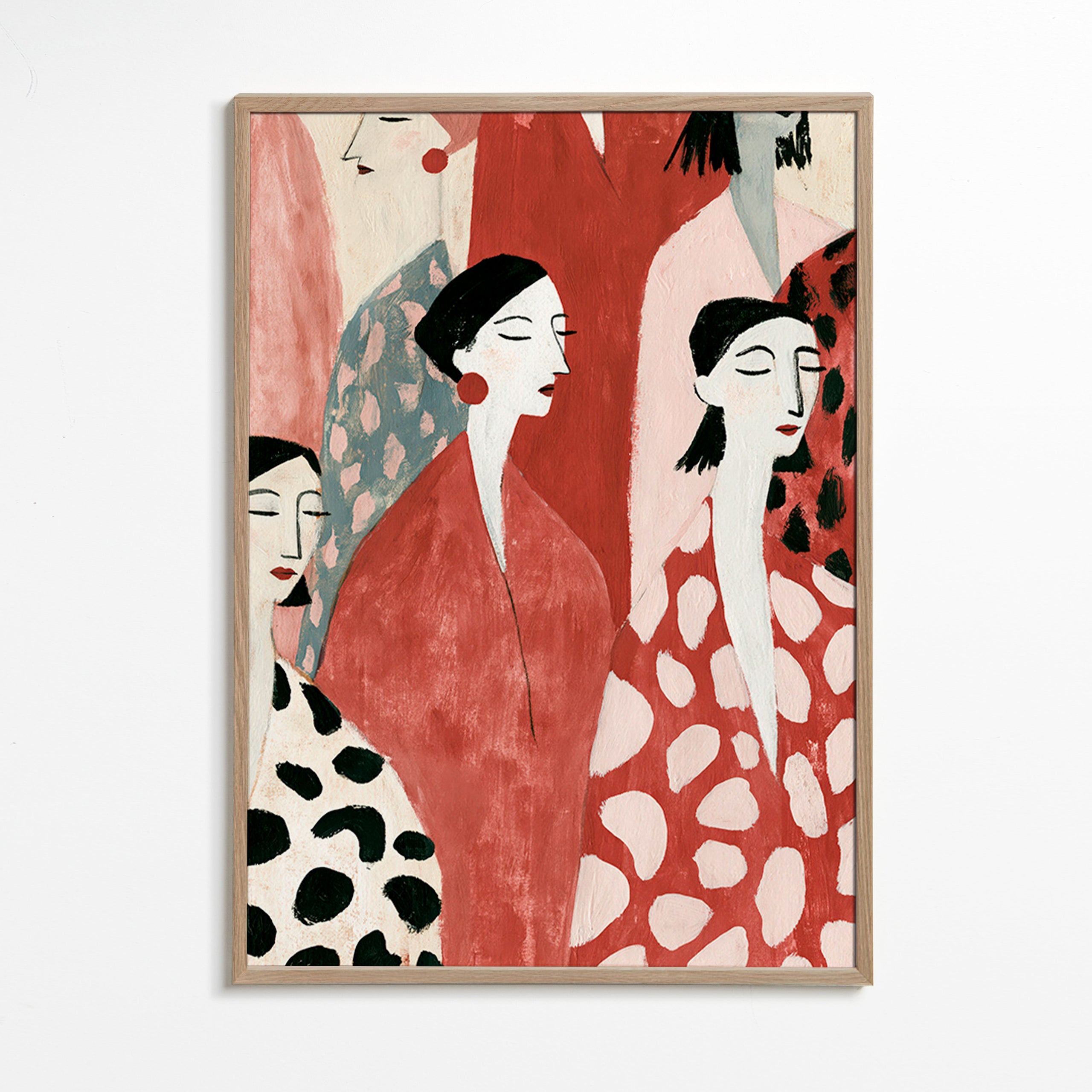 Illustratie van vrouwelijke figuren in rood
