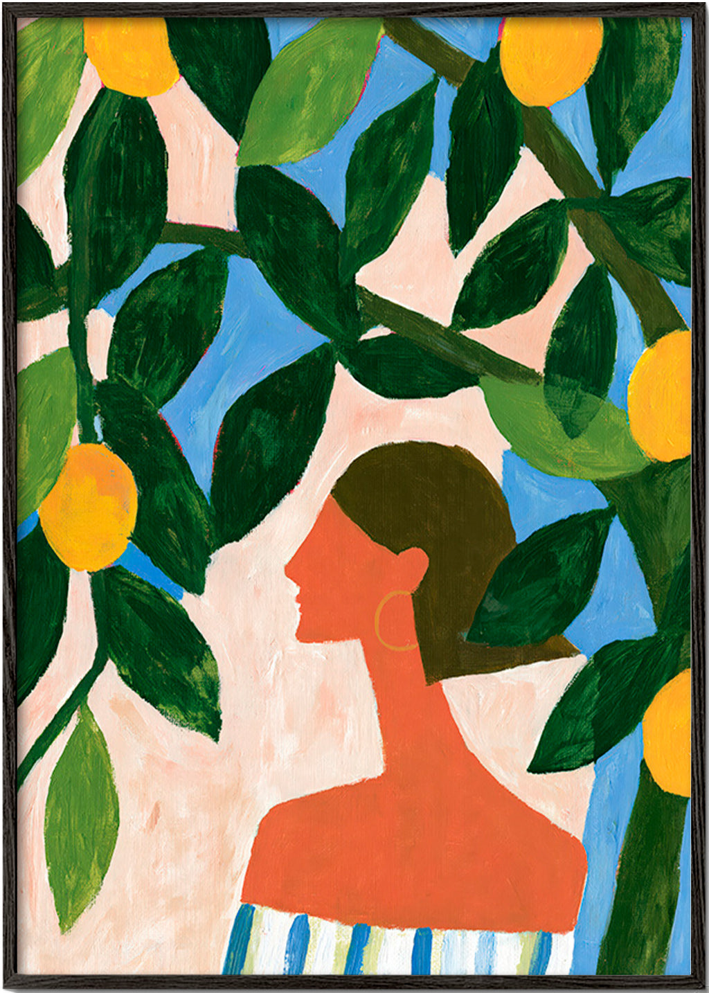 Botanische print: profiel tussen citroenbomen