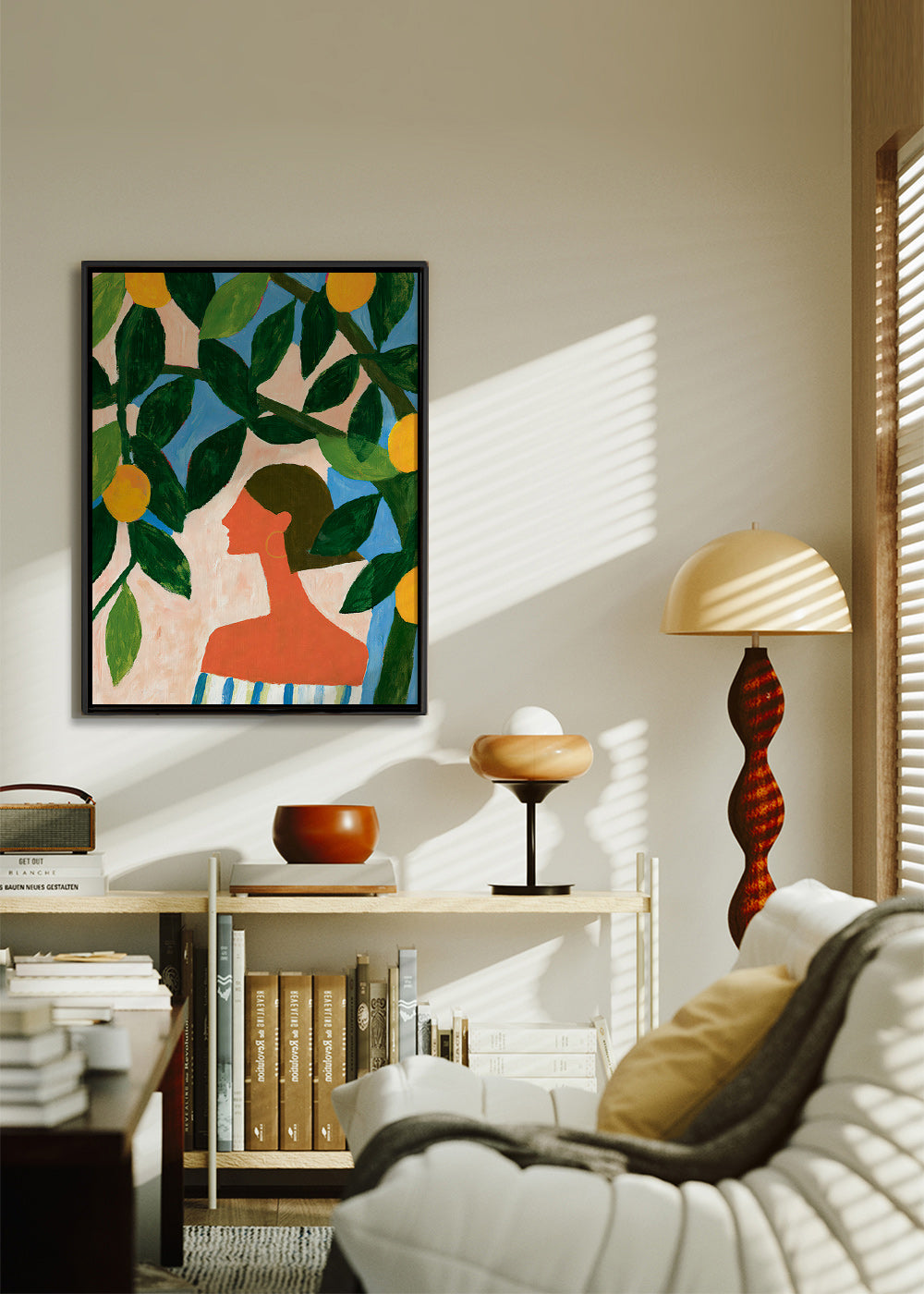 Botanische print: profiel tussen citroenbomen