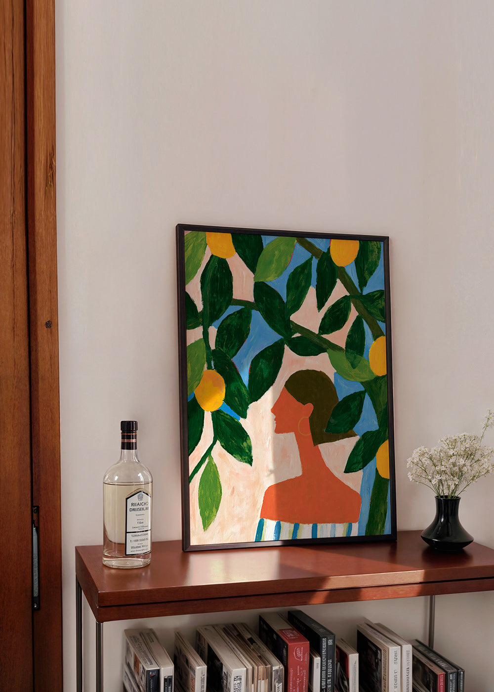 Botanische print: profiel tussen citroenbomen