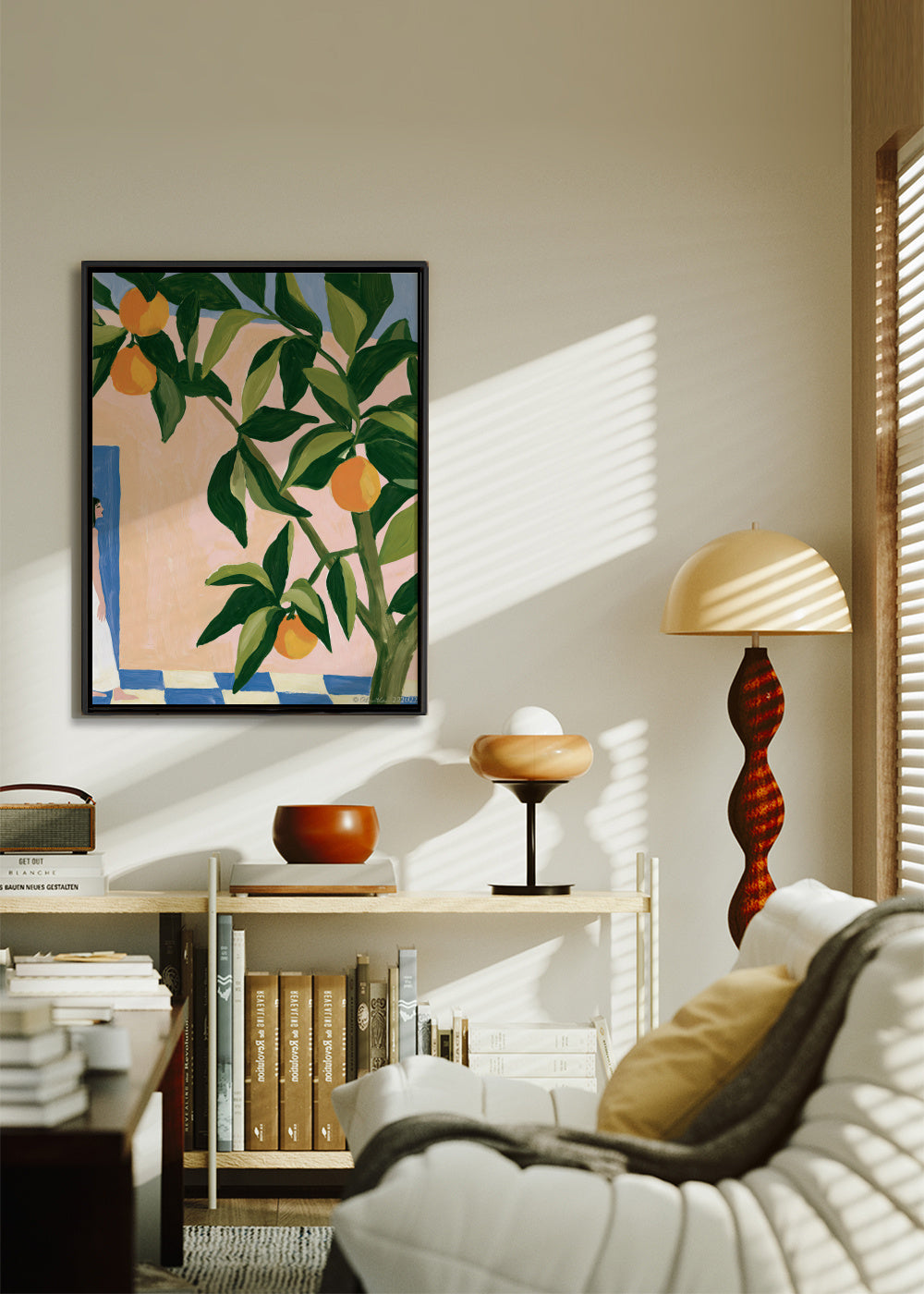 Amalfi Lemons - Framed canvas in an interior