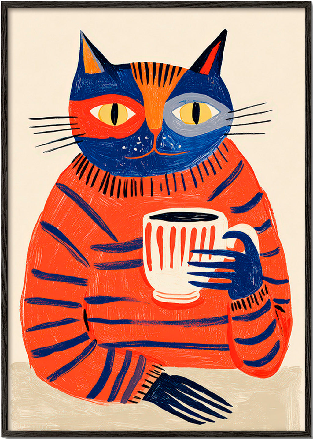 Küchenkunst: Katze mit Kaffee
