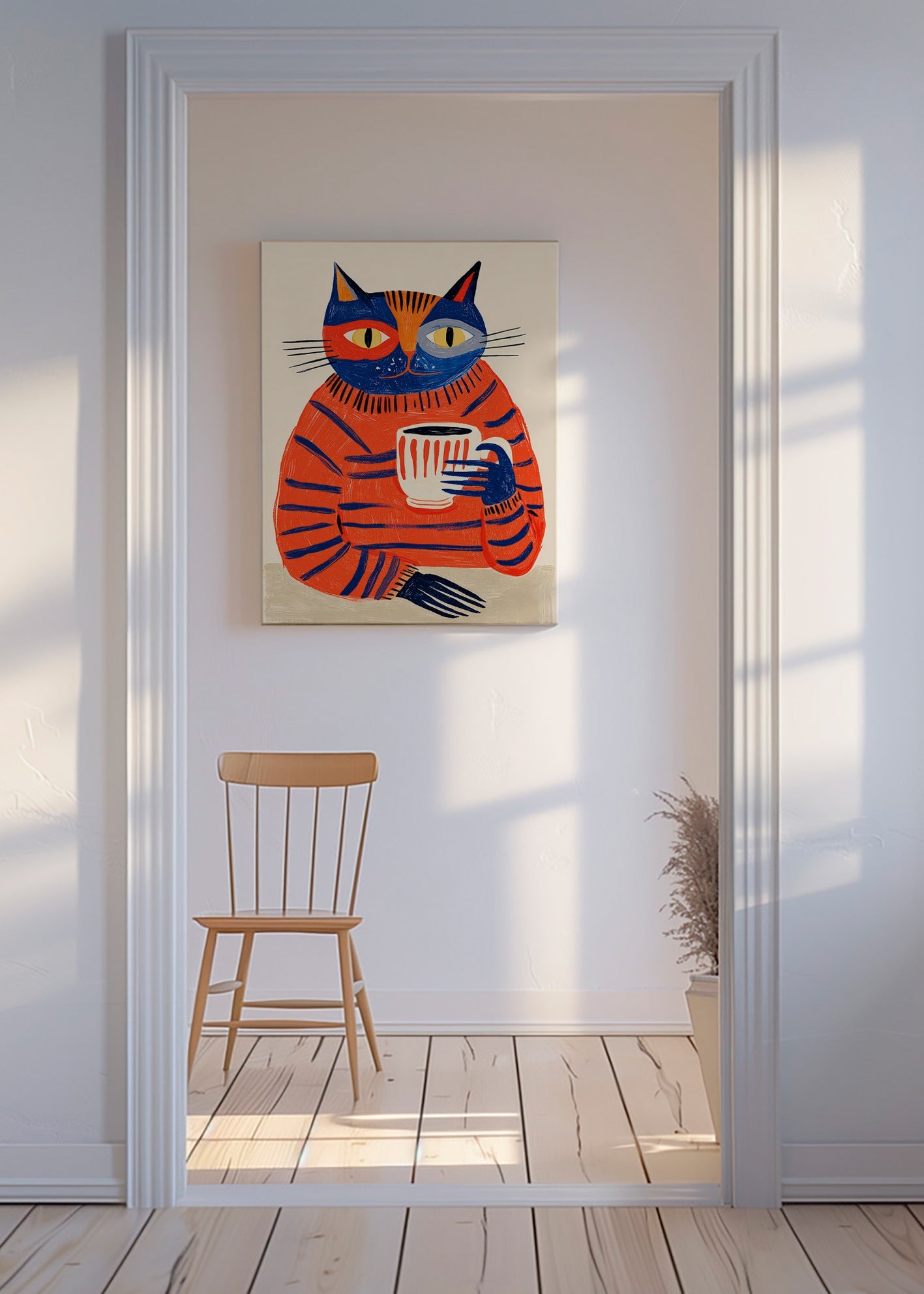 Küchenkunst: Katze mit Kaffee
