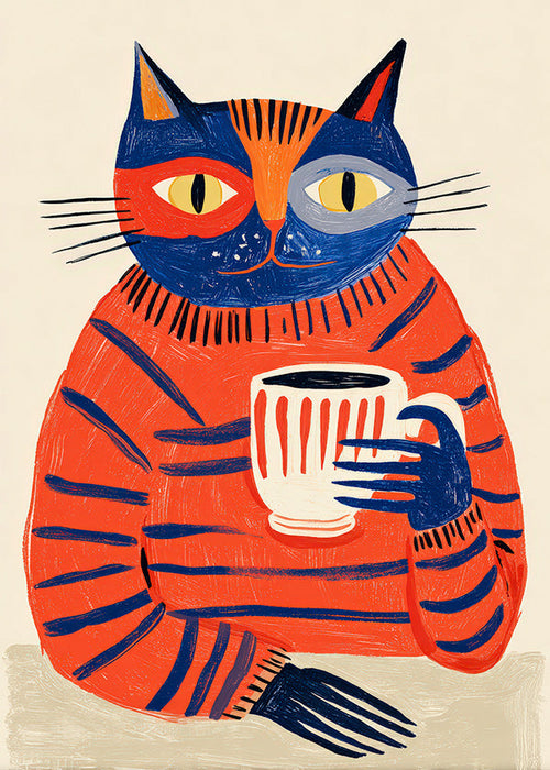 Art de cuisine: chat au café