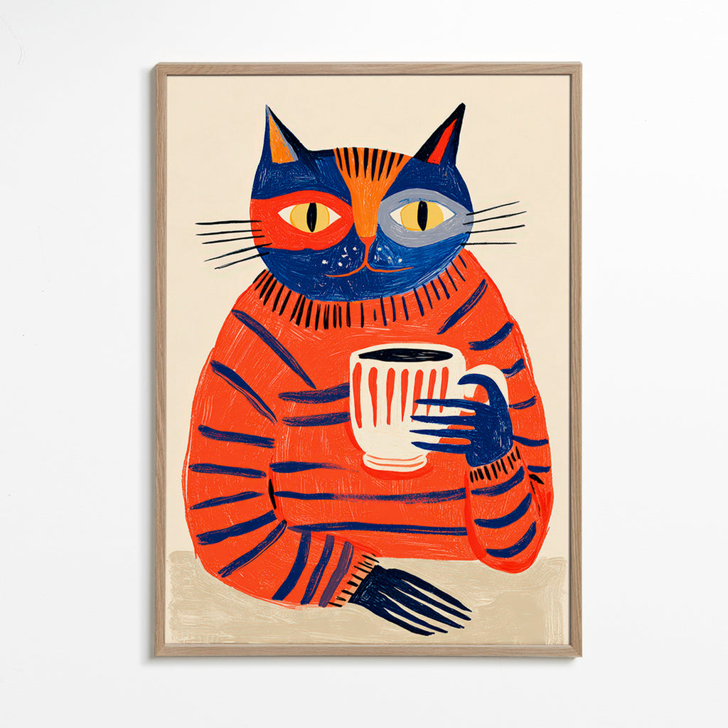 Küchenkunst: Katze mit Kaffee