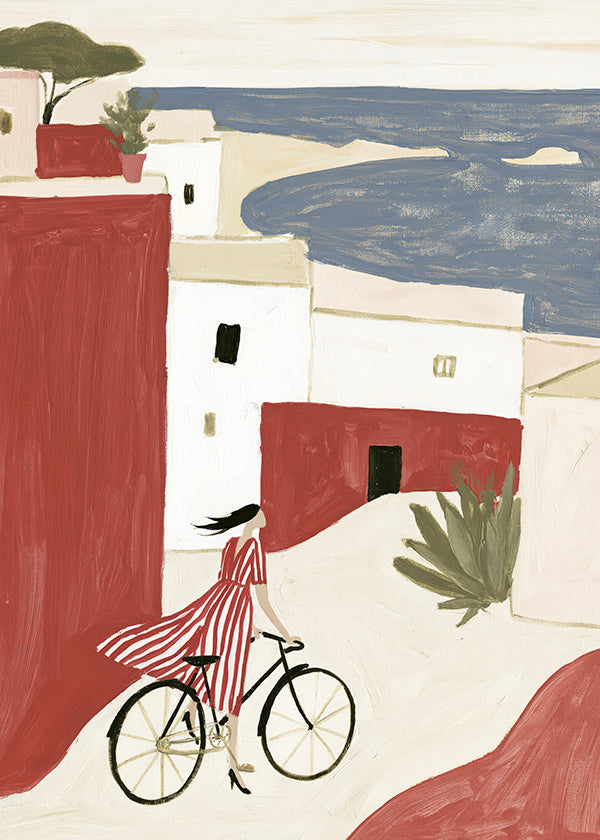 Illustration Fahrrad an der Küste