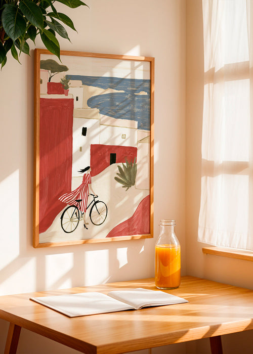 Illustration Fahrrad an der Küste