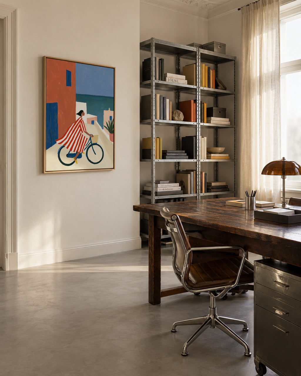 Ride to the Beach - Framed canvas in an interior
