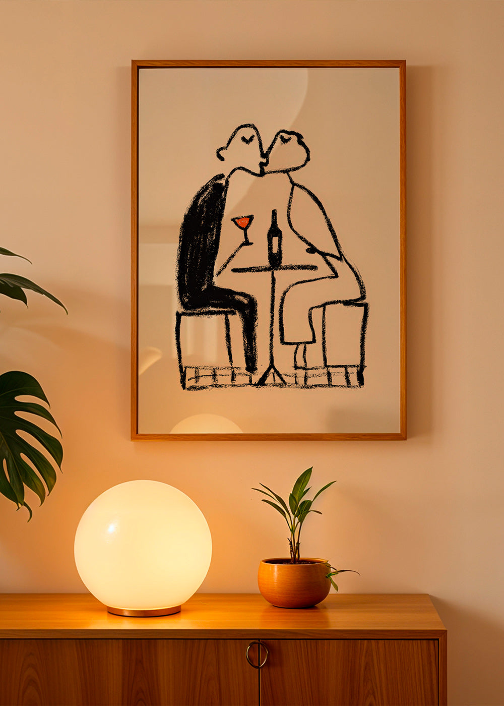 Küchenkunst: Paar mit Wein