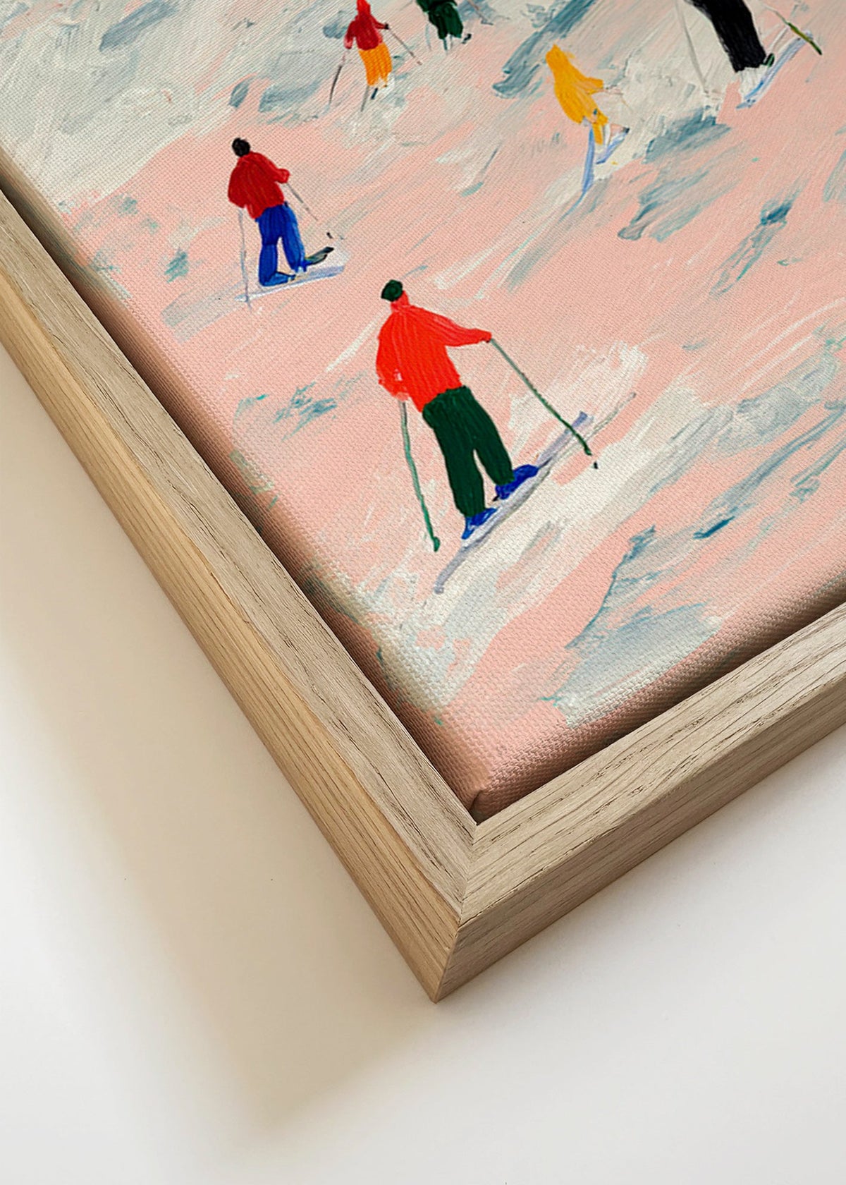 Oeuvre sportive de ski sur pente colorée