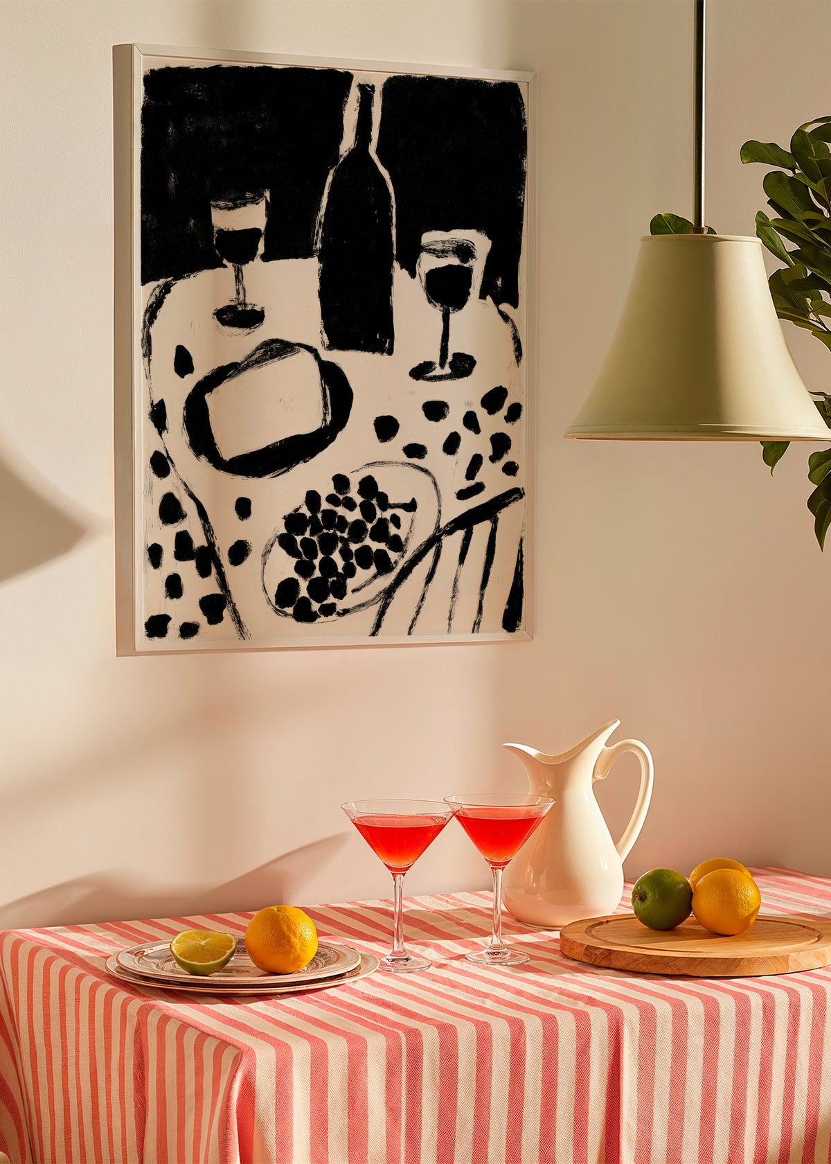 Monochrome Dinner - Framed poster in an interior