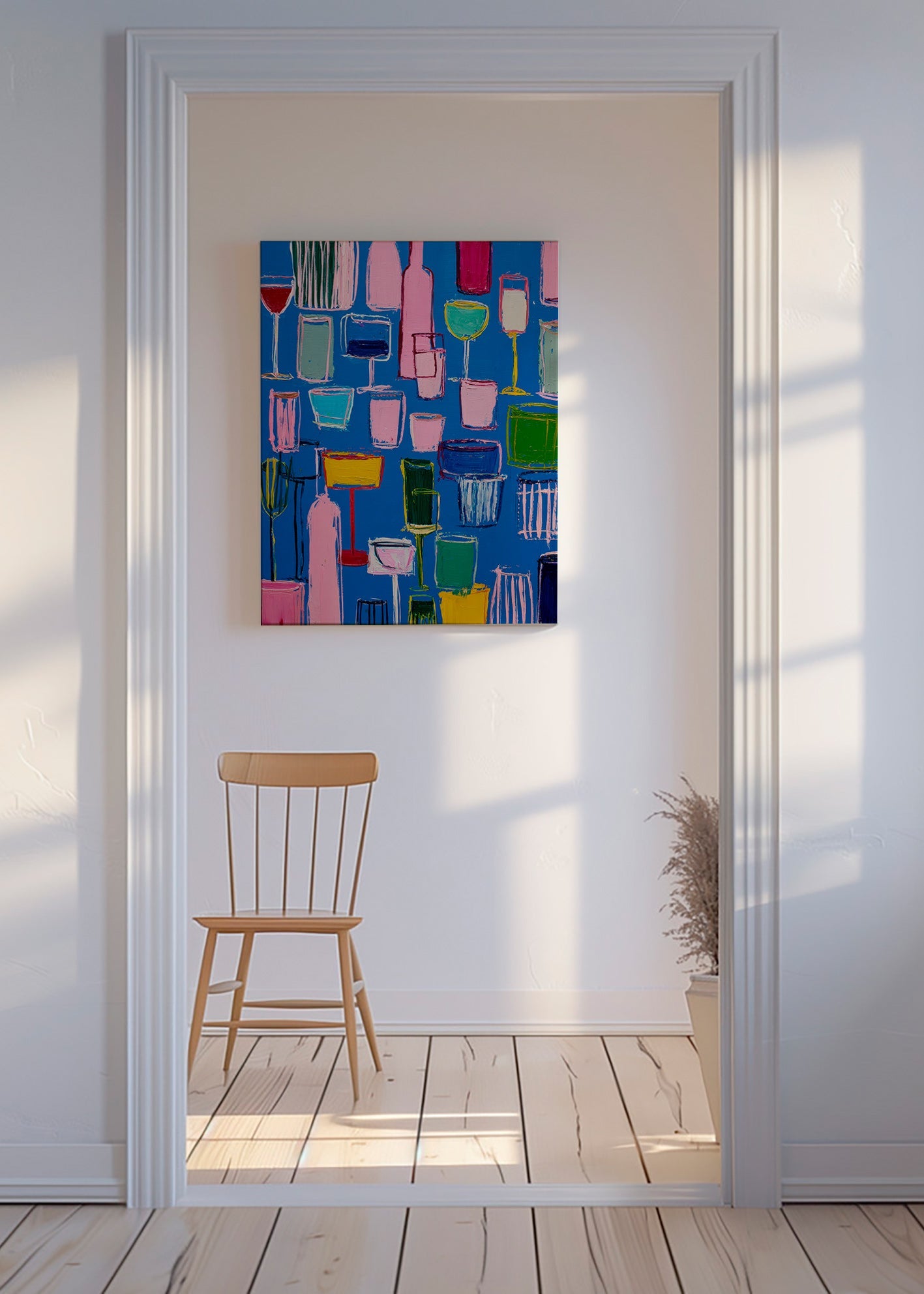 Küchenkunst: bunte Cocktails auf blauem Hintergrund