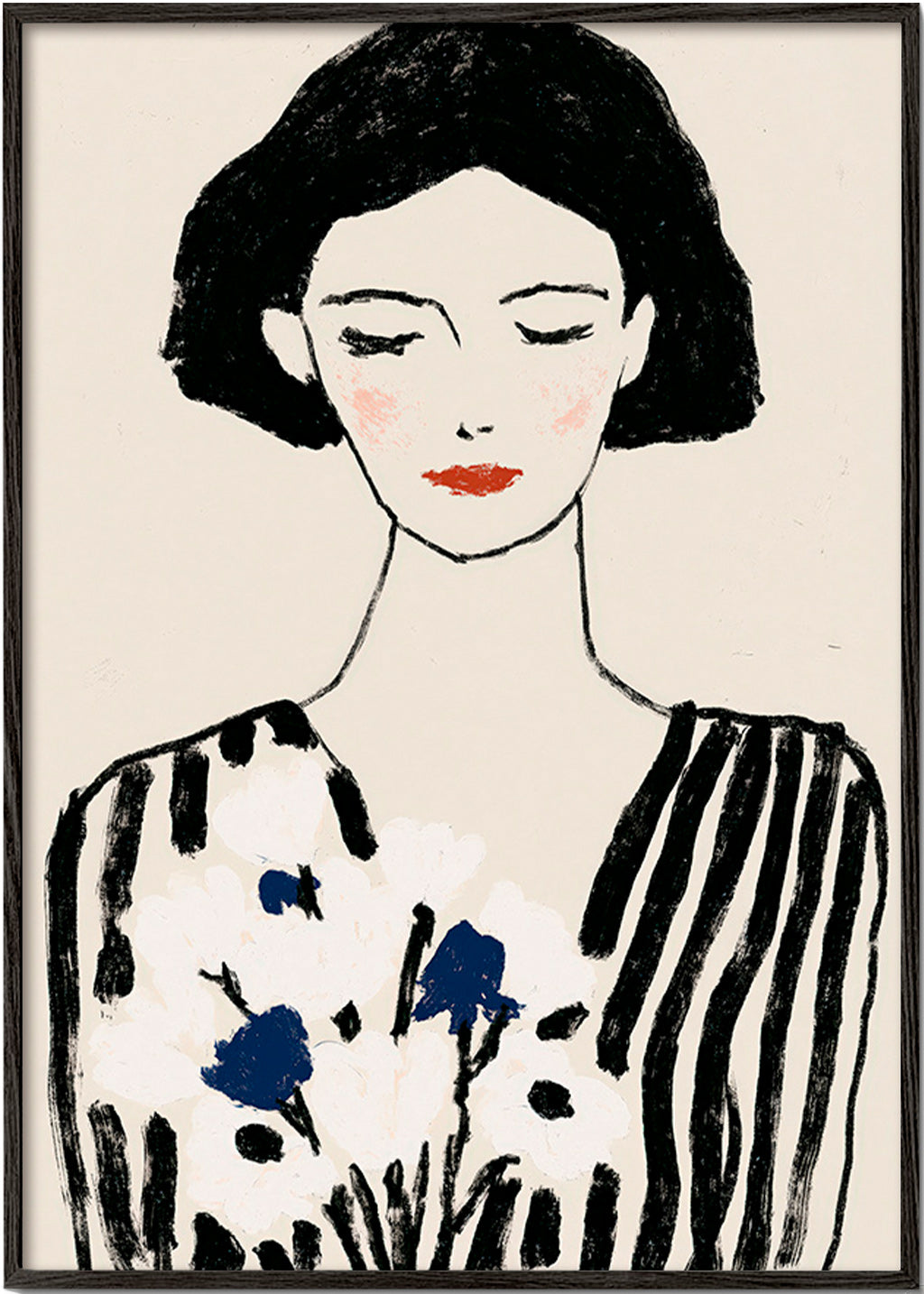 Illustration: portrait féminin aux fleurs