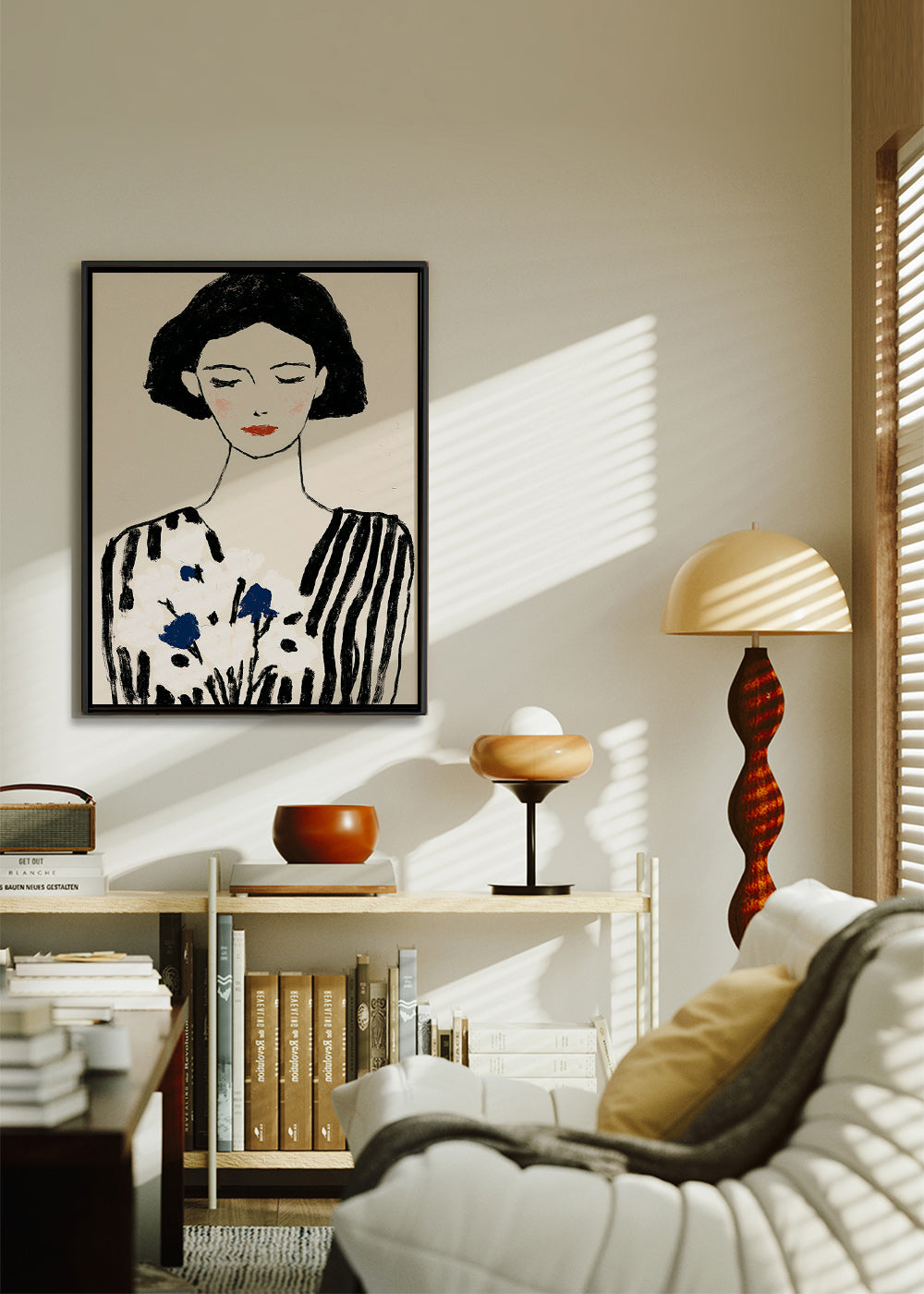 Illustration: portrait féminin aux fleurs