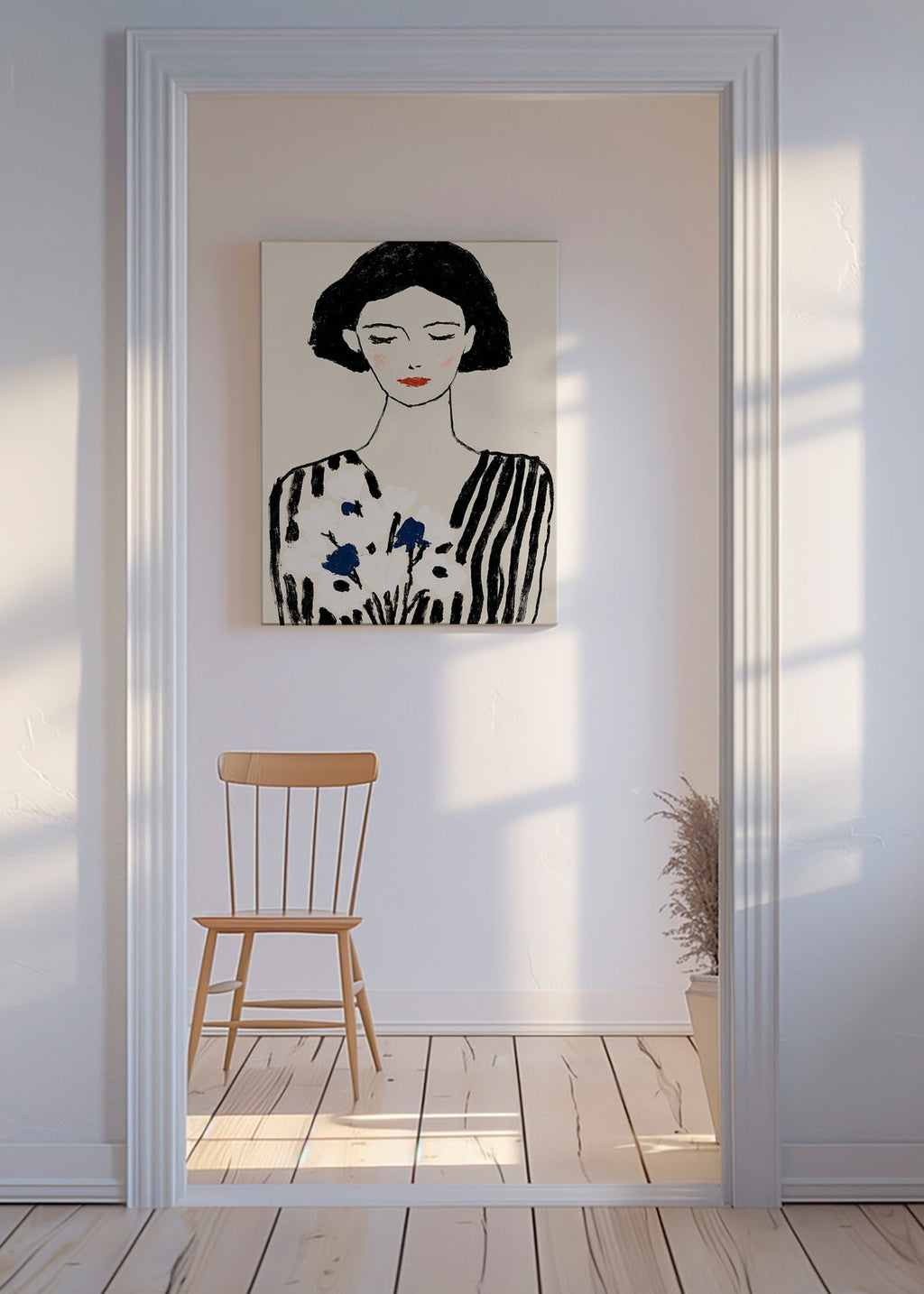Illustration: portrait féminin aux fleurs