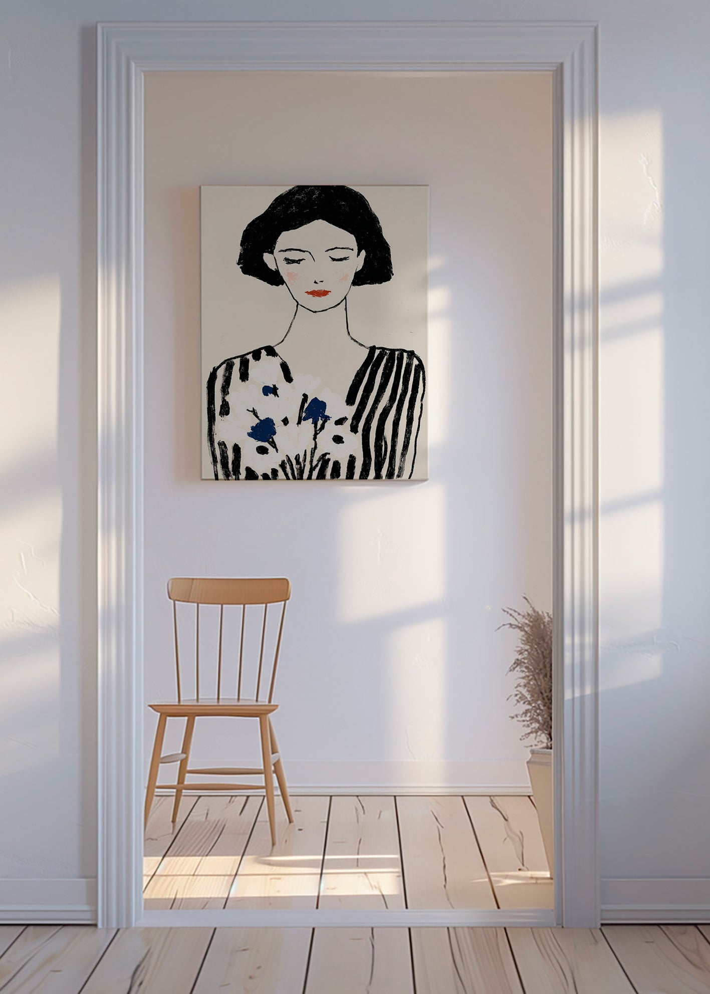 Illustration: portrait féminin aux fleurs