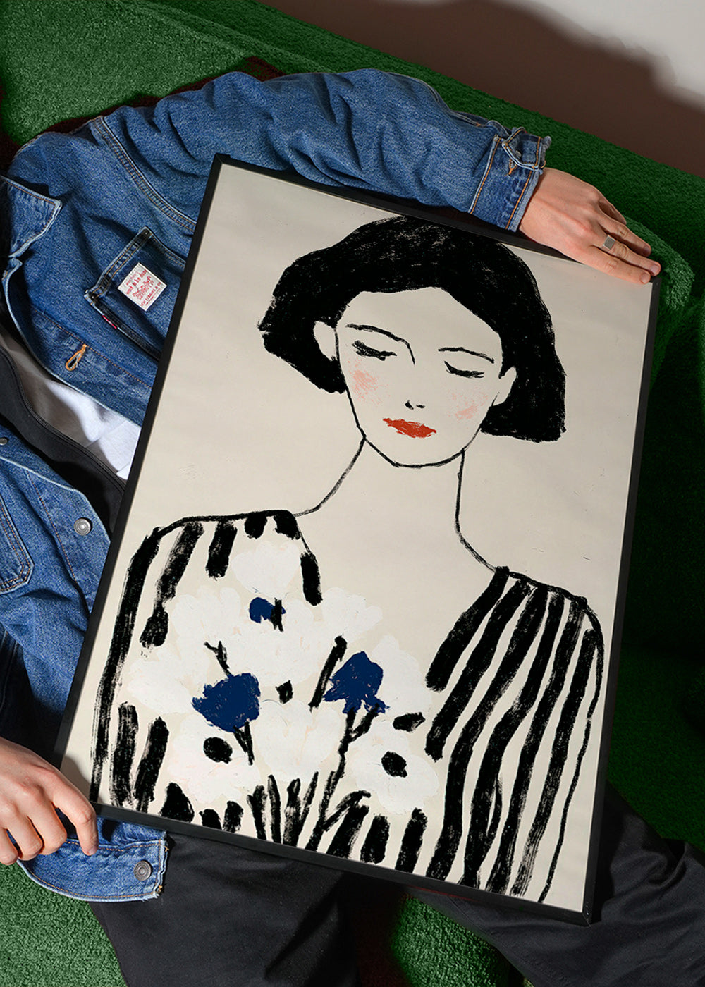 Illustration: portrait féminin aux fleurs