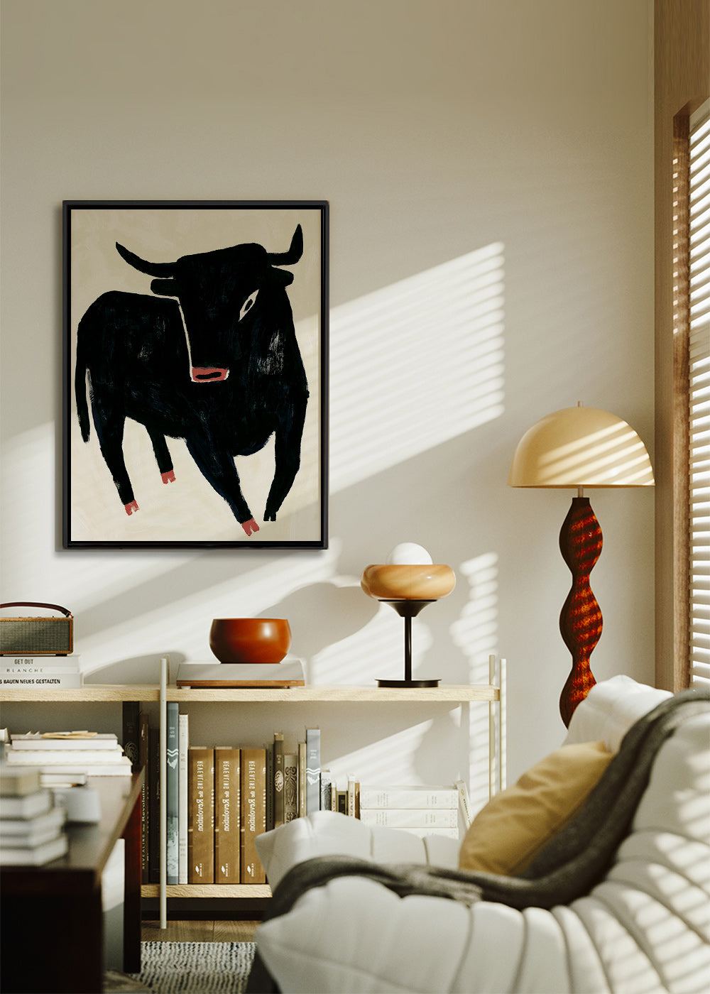 Tableau taureau noir expressif