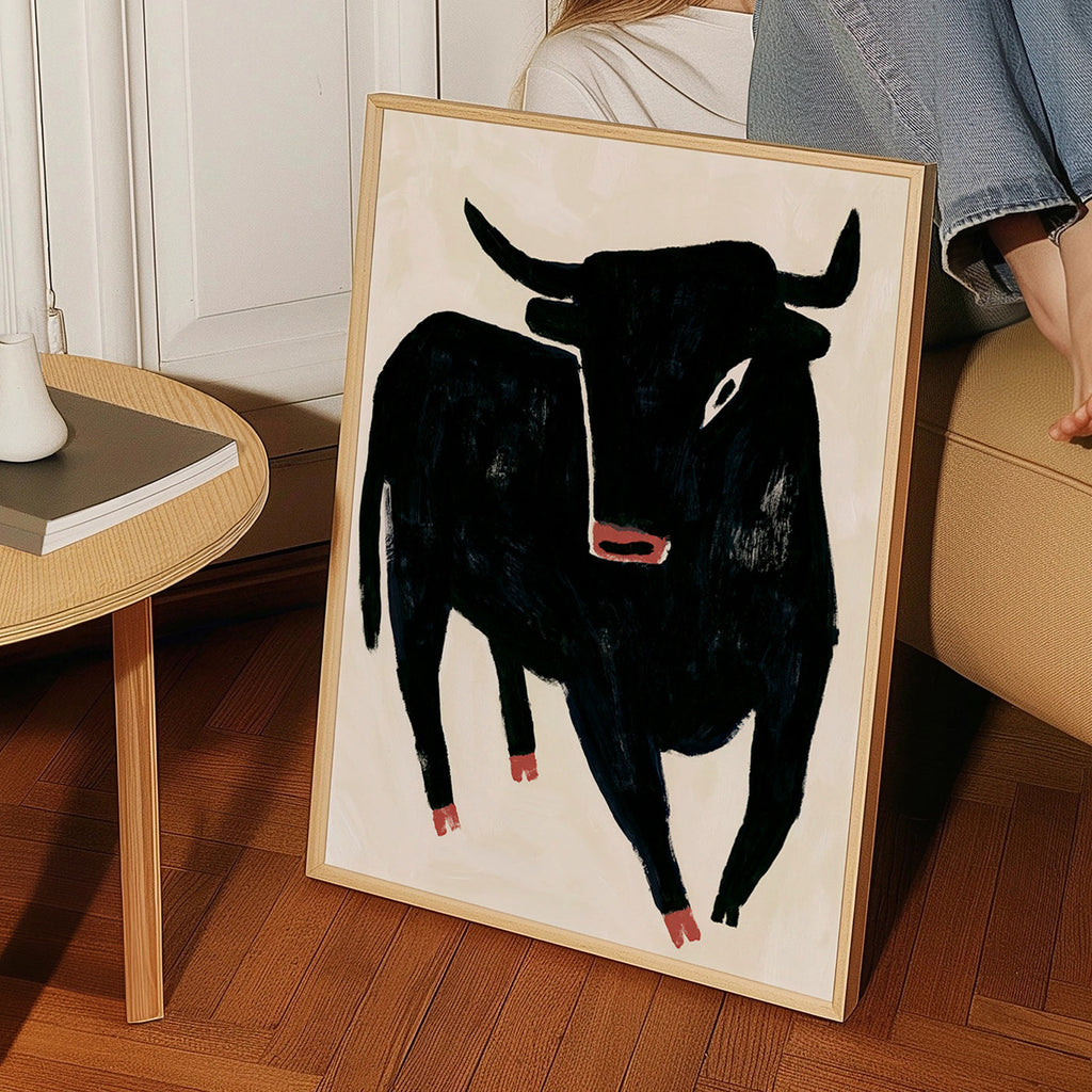 Tableau taureau noir expressif