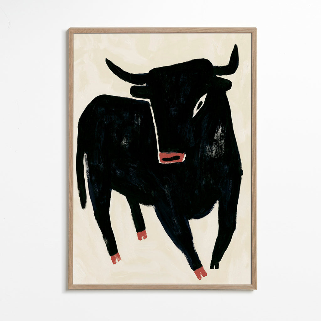 Tableau taureau noir expressif