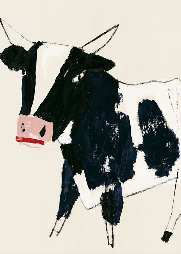 Œuvre vache aux coups de pinceau ludiques