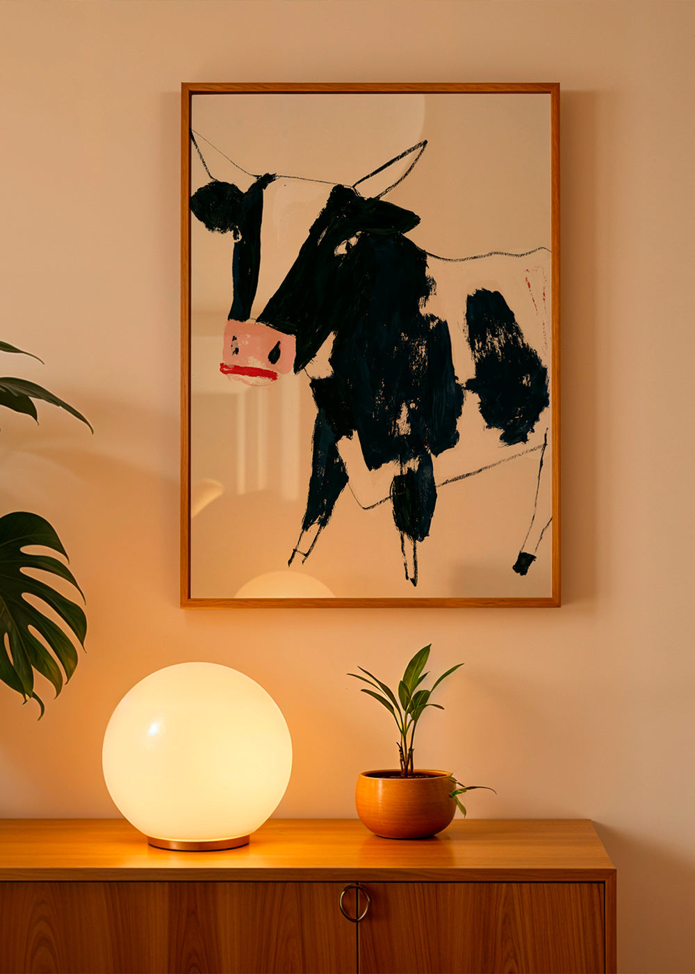 Œuvre vache aux coups de pinceau ludiques