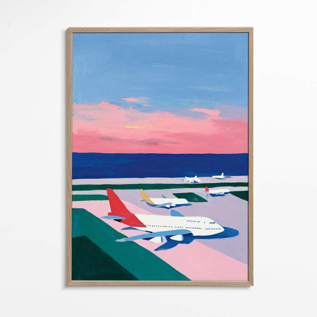 Affiche urbaine con pista al atardecer