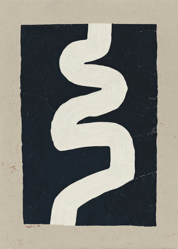 Minimalistische print witte curve op donker vlak