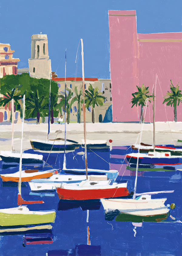 Havenlandschap in pastelkleuren