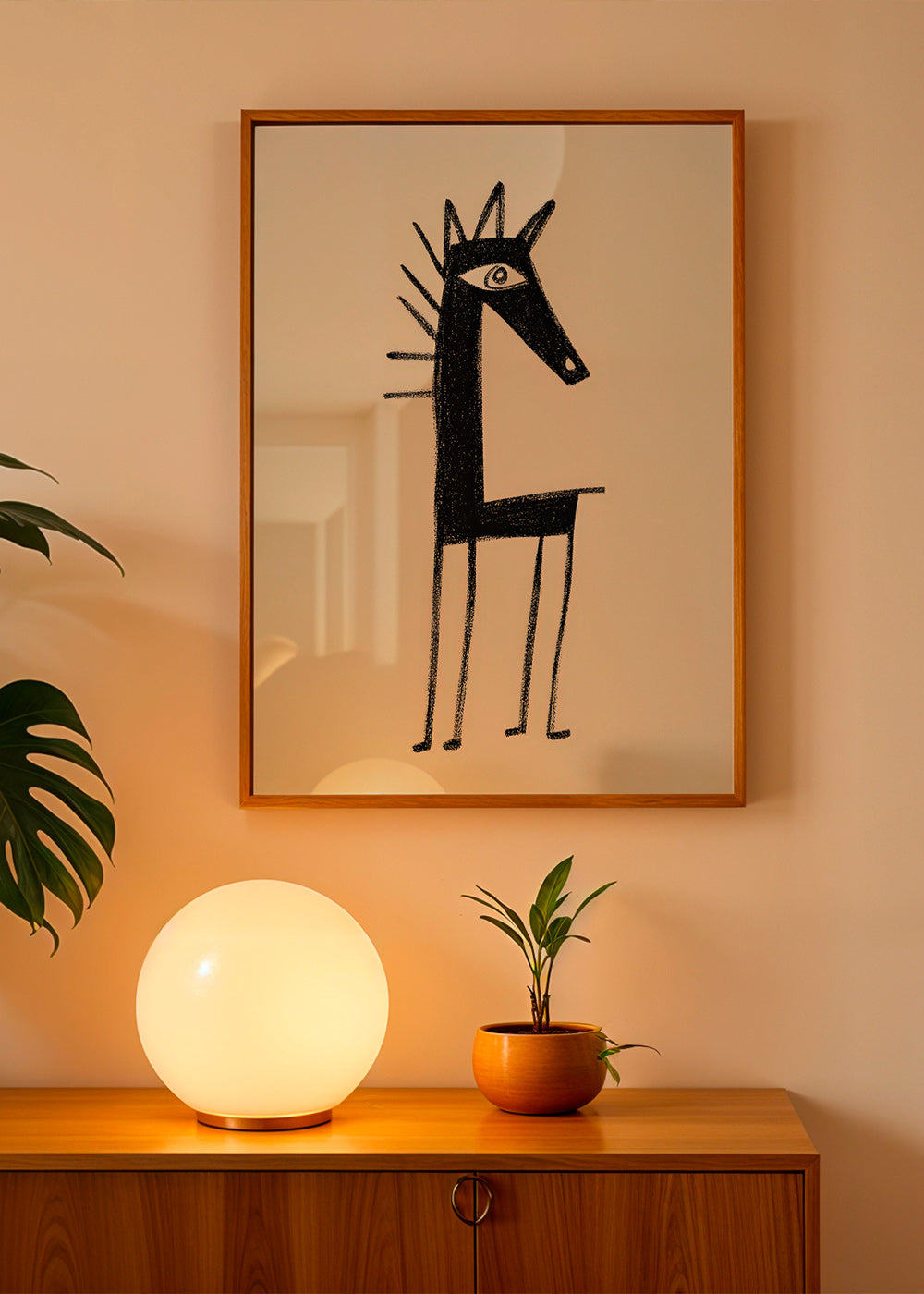 Œuvre créature minimaliste en trait