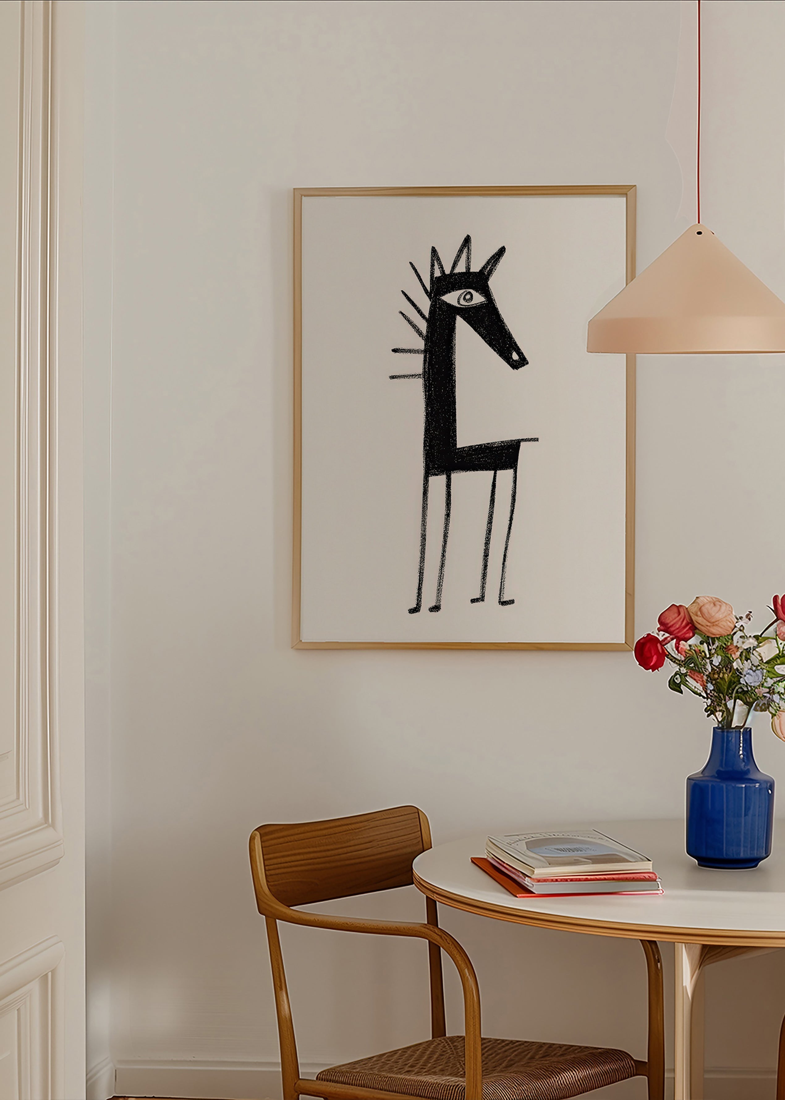 Œuvre créature minimaliste en trait