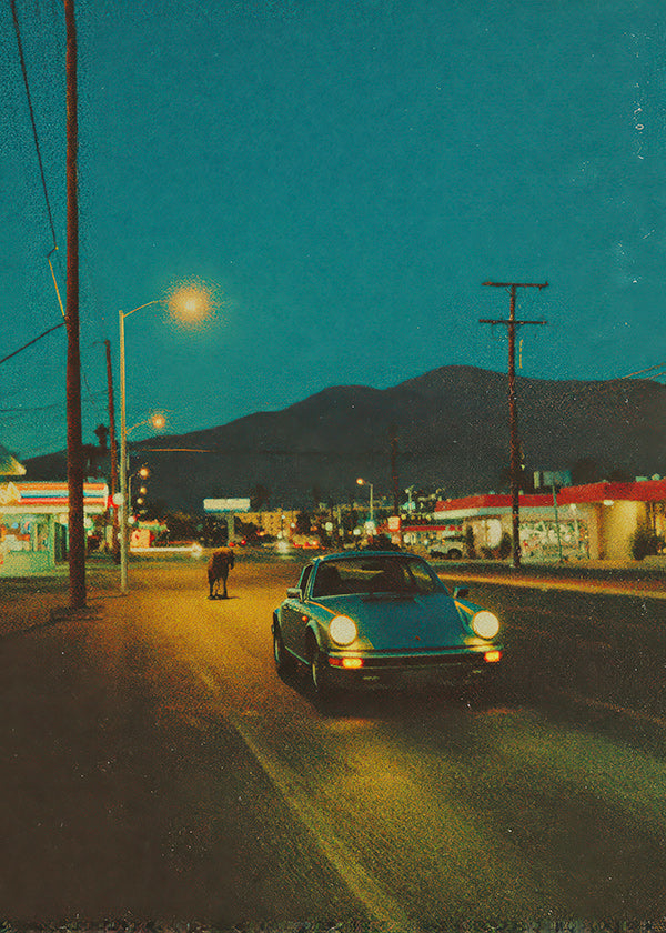 Art de paysage : route désertique nocturne