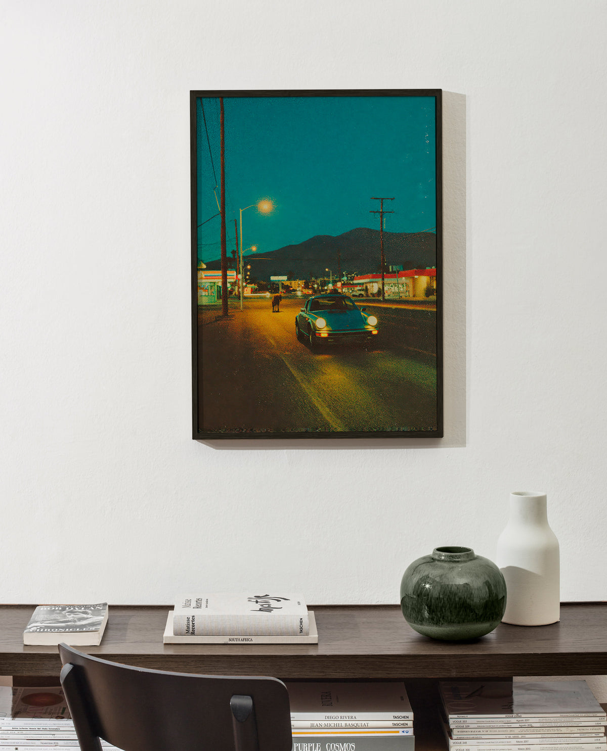 Art de paysage : route désertique nocturne