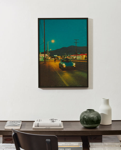 Landschap kunst: woestijnweg 's nachts