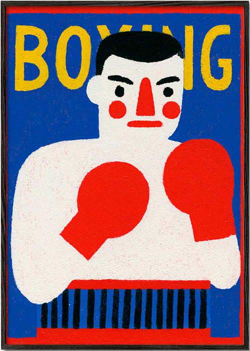 Sportkunst: geïllustreerde bokserposter