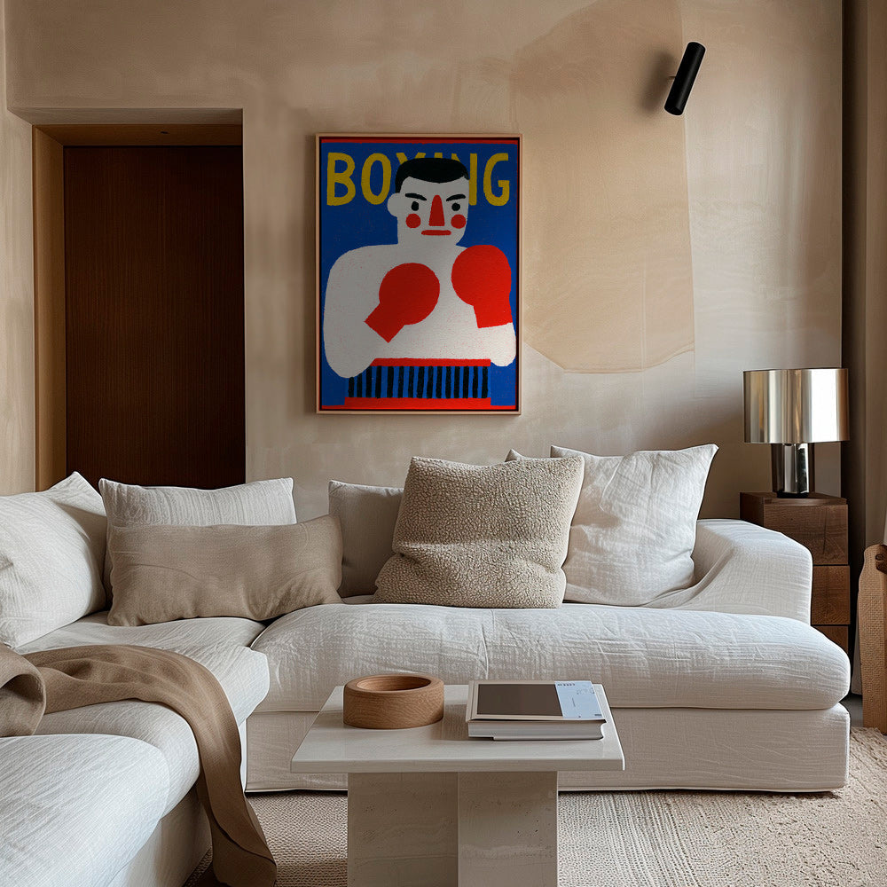 Art sportif: affiche boxeur illustrée