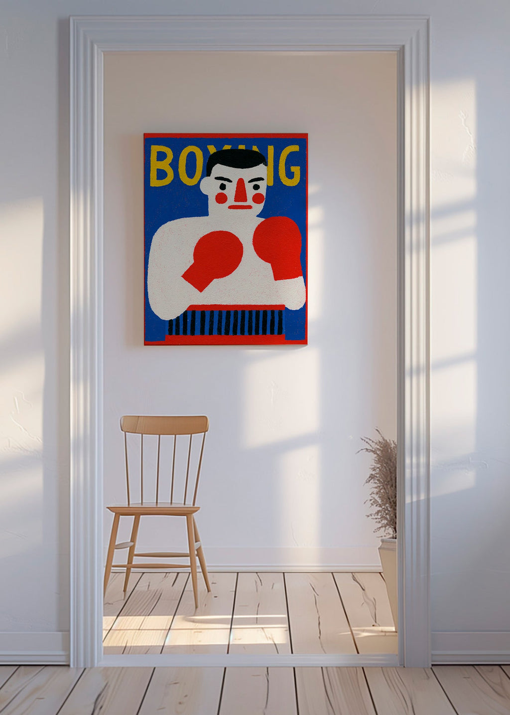 Art sportif: affiche boxeur illustrée