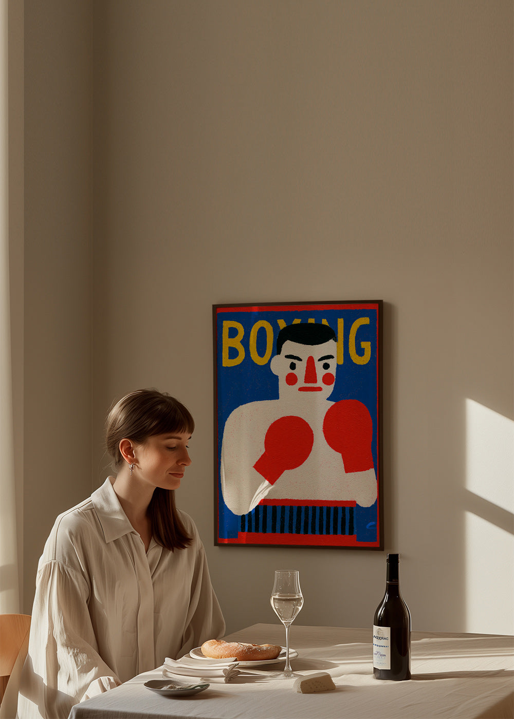 Art sportif: affiche boxeur illustrée