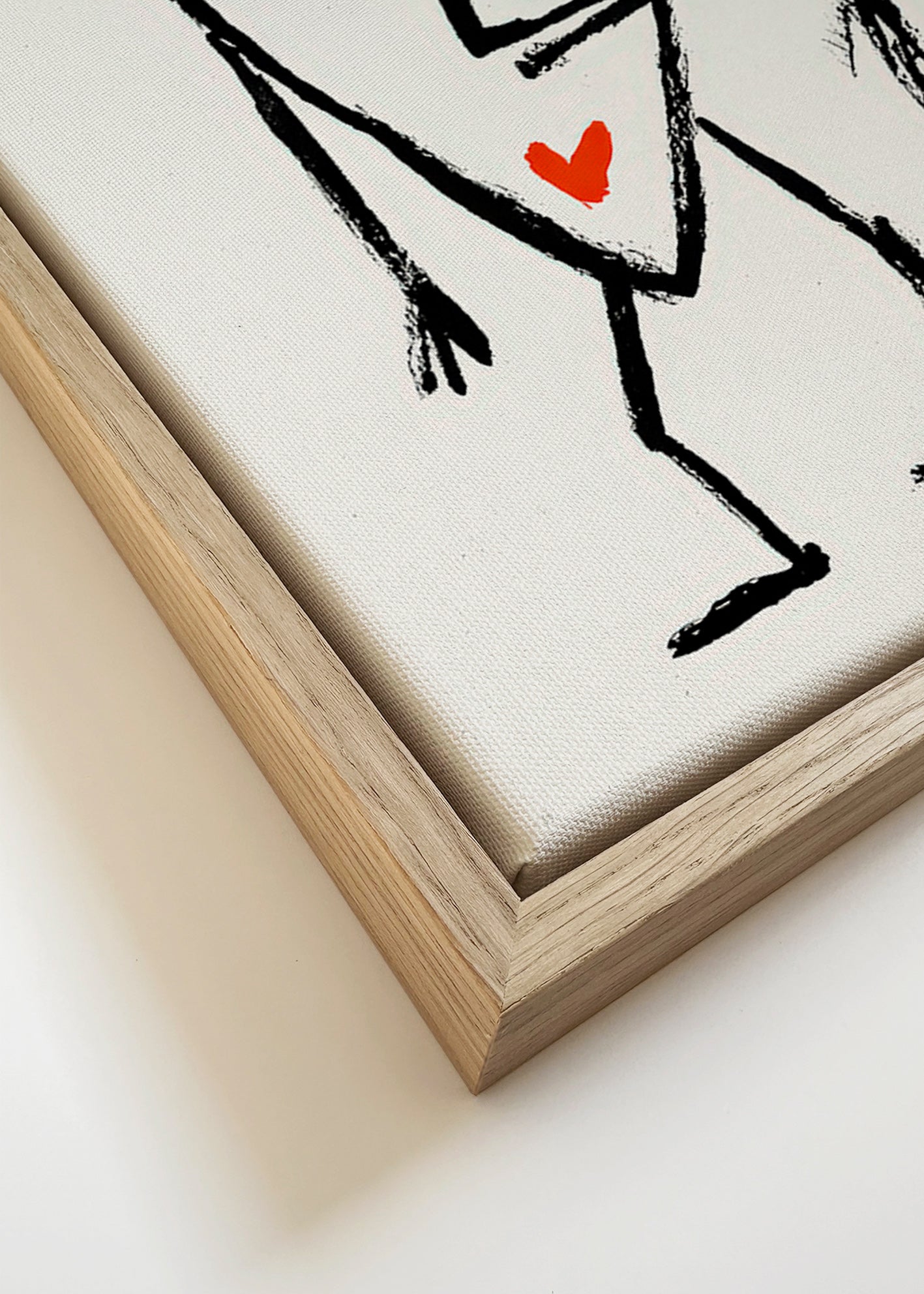 Abstract kunst lineair gezicht met rood hart