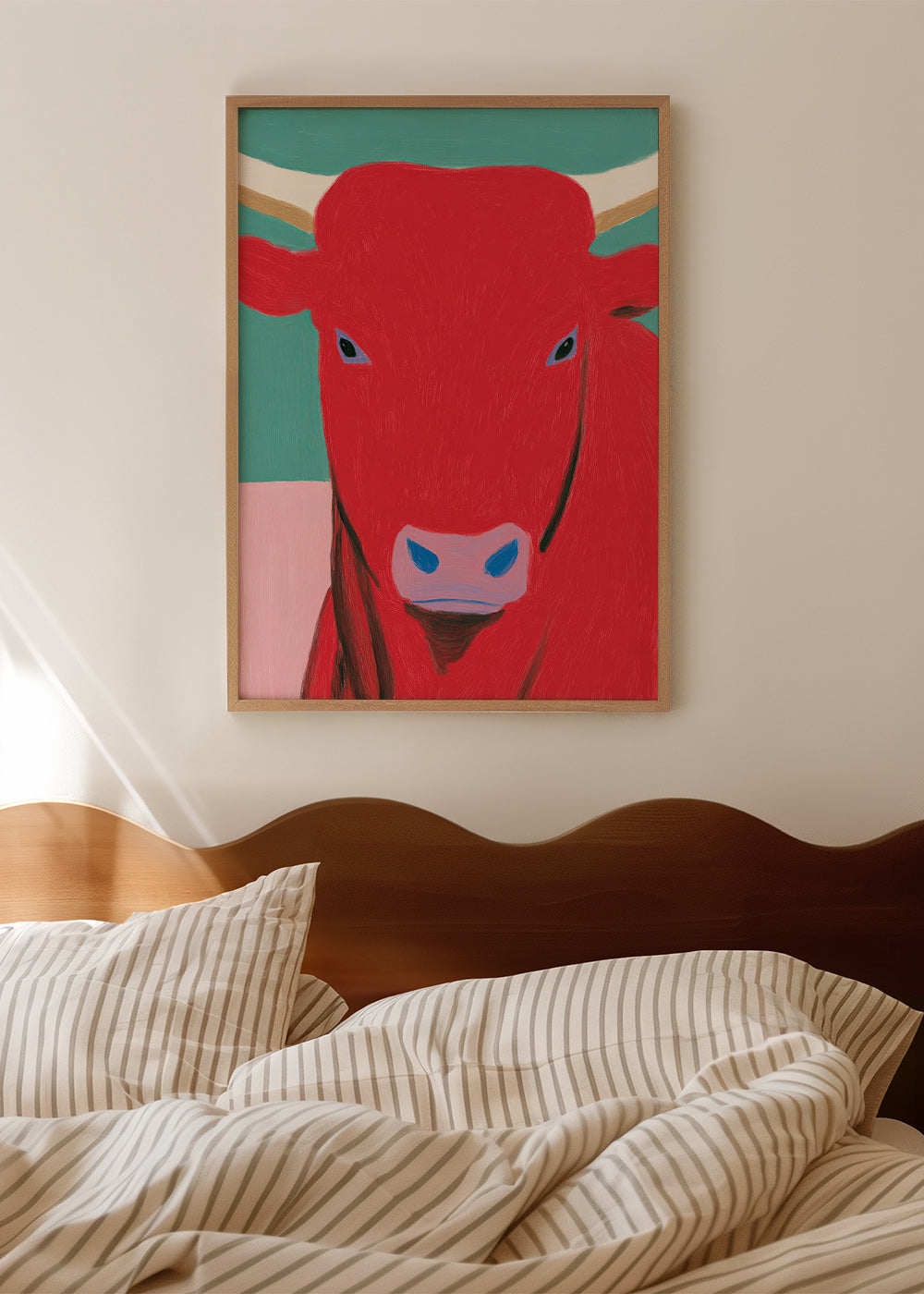 Stierenportret rood: modern schilderij