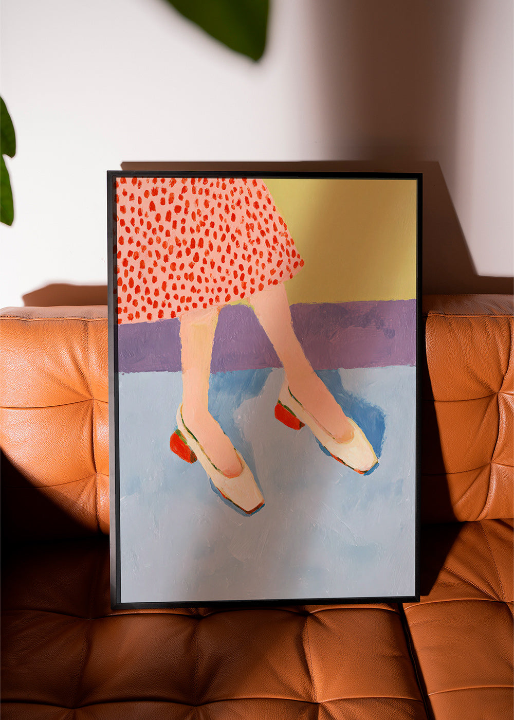 Illustratie rode schoenen met patroonrok