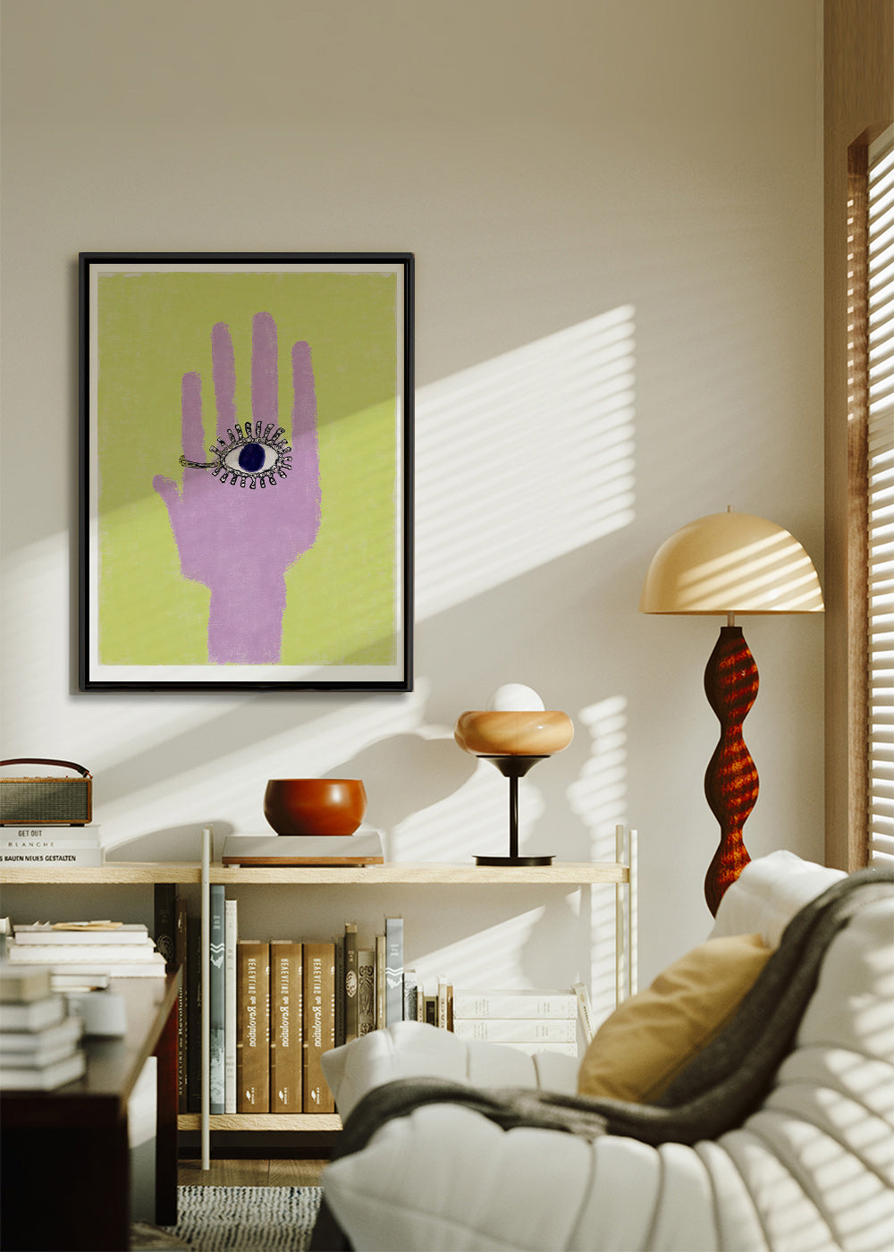 Illustration Hand mit Auge in der Handfläche