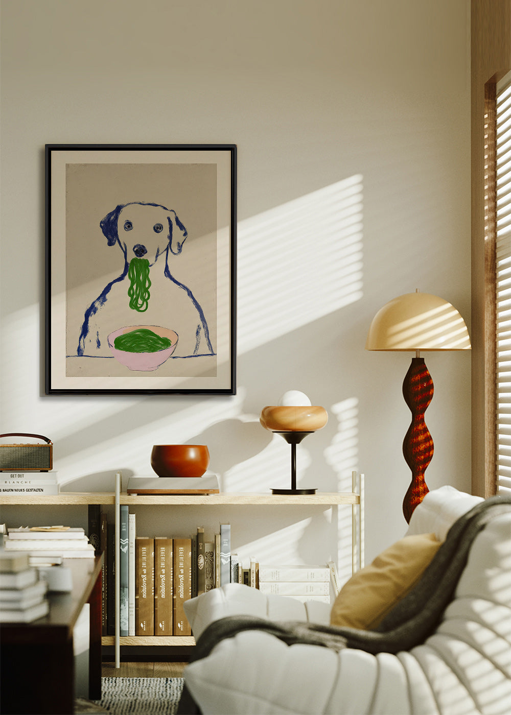 Keuken kunst: hond met noedels