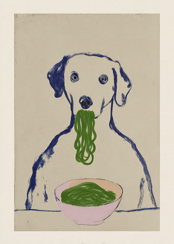 Keuken kunst: hond met noedels