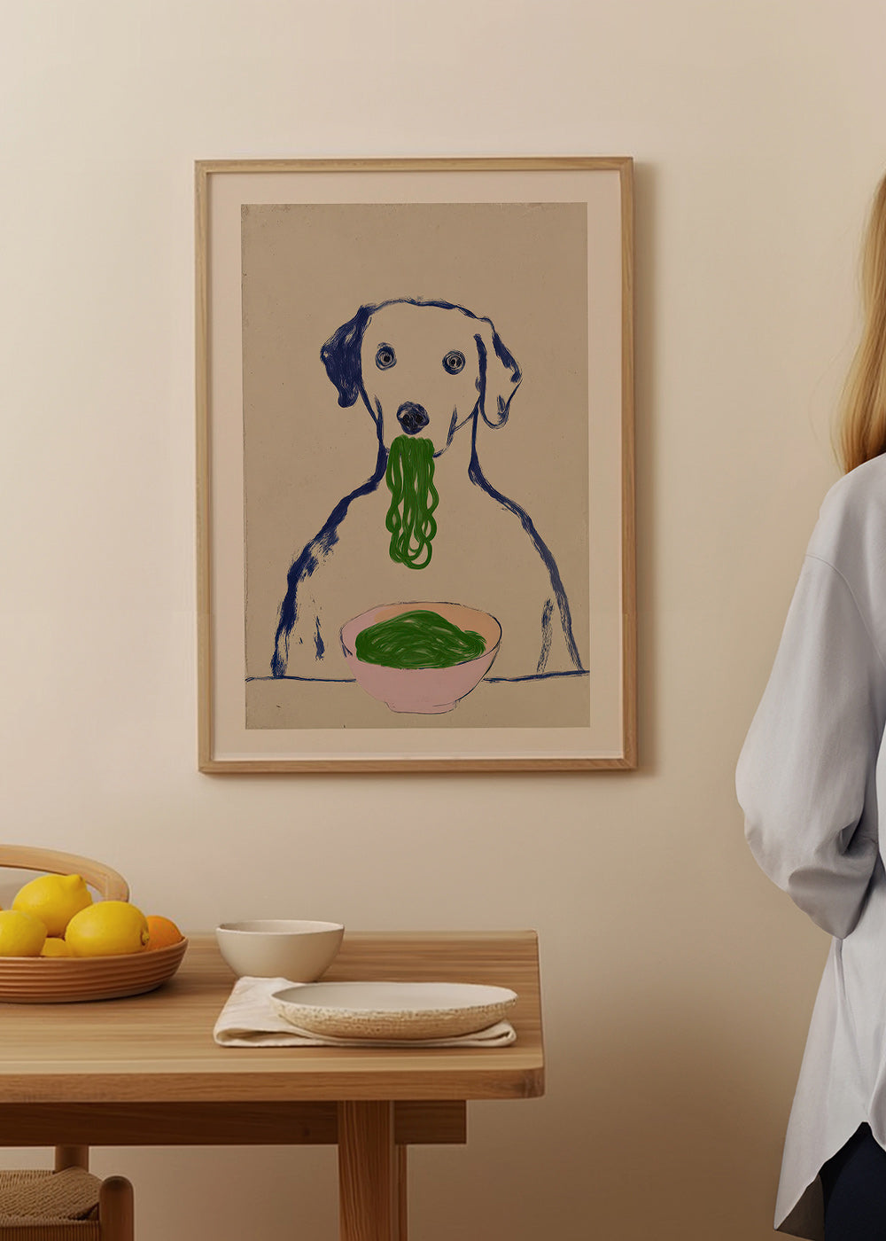Keuken kunst: hond met noedels