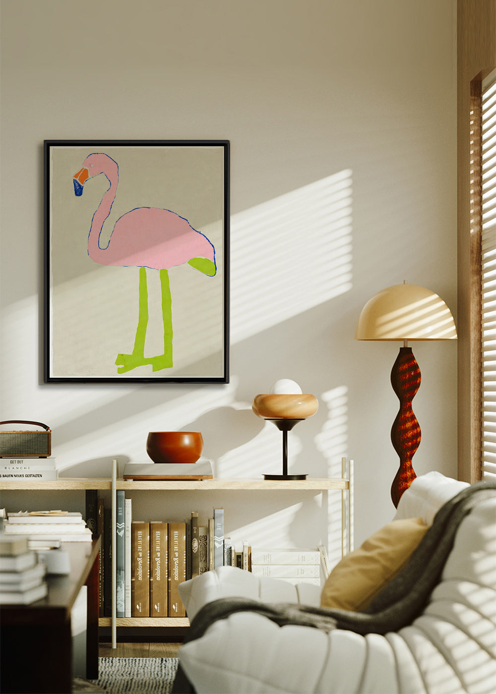 Illustration flamant rose minimaliste